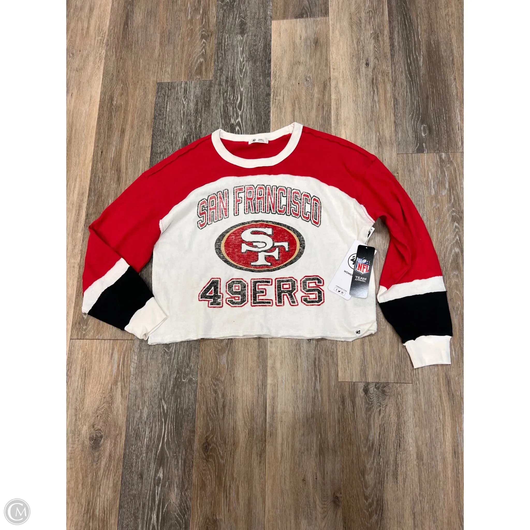 Top Long Sleeve By ??47 NFL In Red & White, Size: S Cozy Cardigan