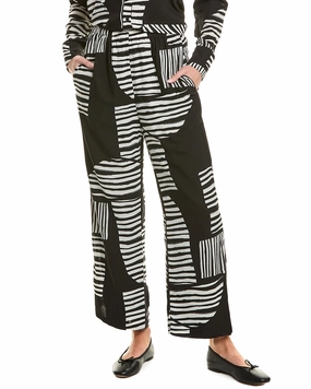 Minimalist Design High Rise Fit Gracia Mismatch Line Pattern Pajama Pant