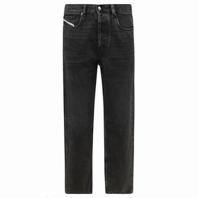 Sunny Vibes Office Wear Street Mood Men's D-Macs Logo Patch Straight Leg Denim Jeans In Black