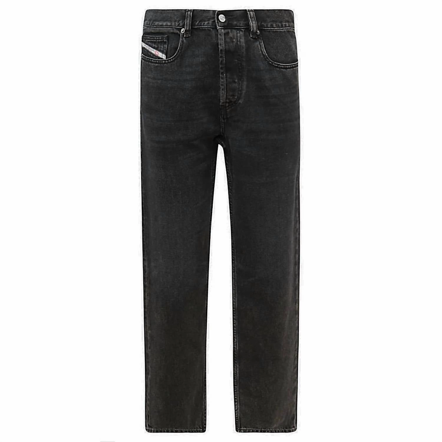 Sunny Vibes Office Wear Street Mood Men's D-Macs Logo Patch Straight Leg Denim Jeans In Black