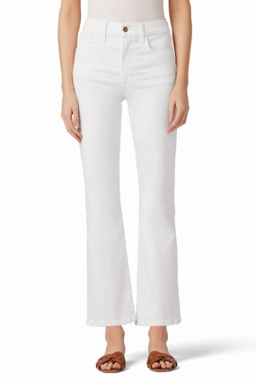 Casual Friday Parent Style Travel Outfit Callie Bootcut Jeans In White