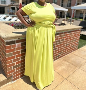 Aruba Maxi Skirt Set In Lime Static Resistant Fibers