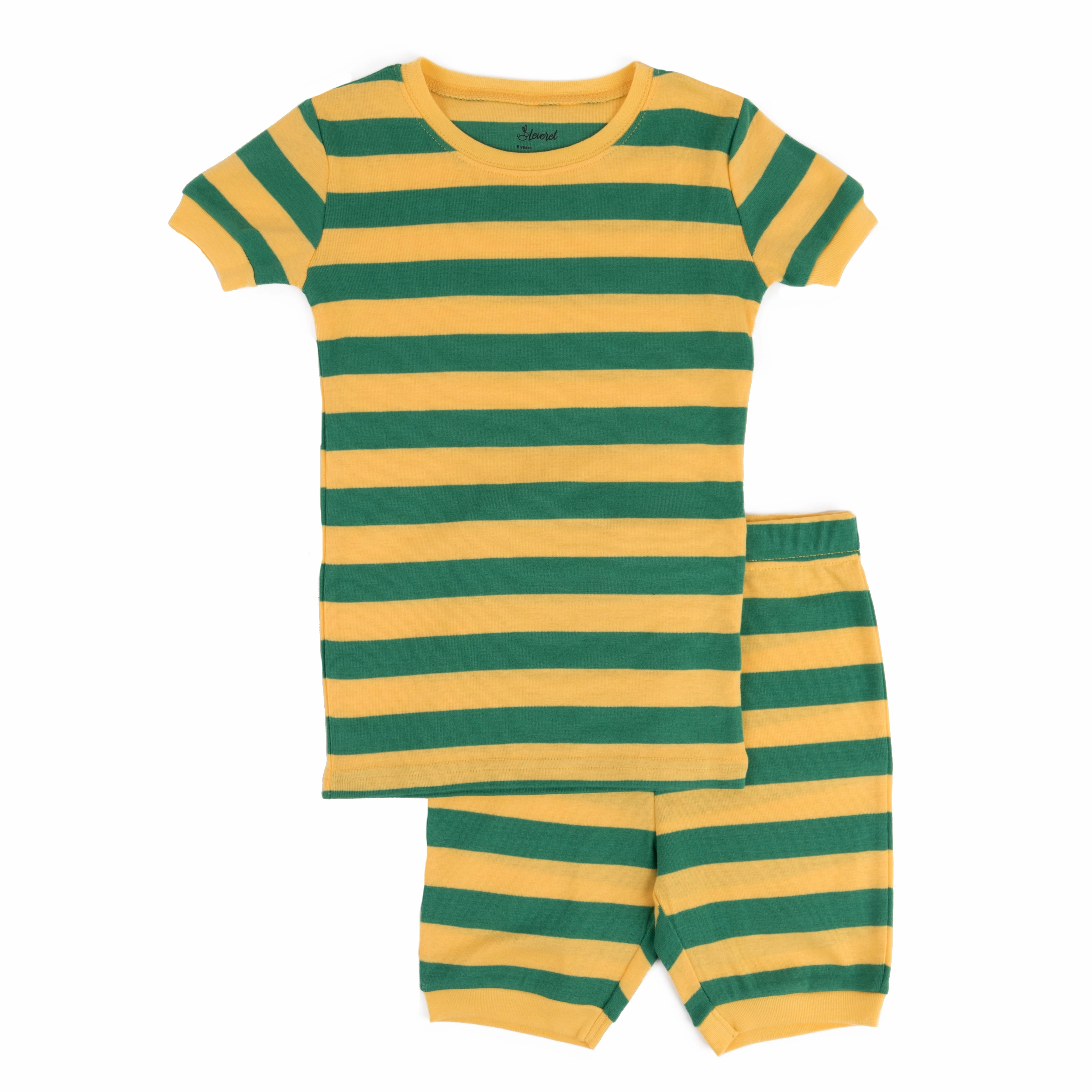 Kids Two Piece Cotton Short Pajamas Boys Striped Airflow Optimized Texture Cozy Midweight Fabric