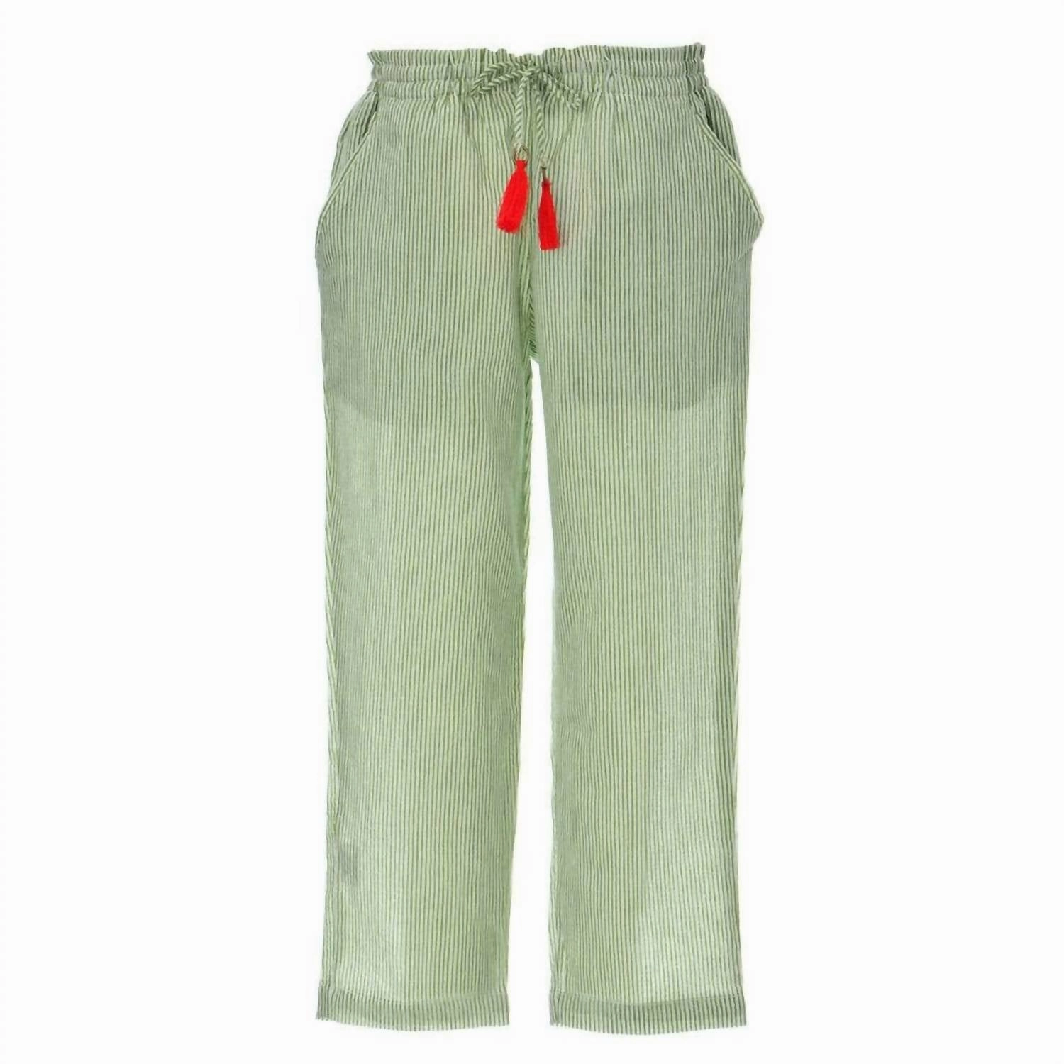 Kid's Misha Pants In Green Flexible Leg Stylish Fit