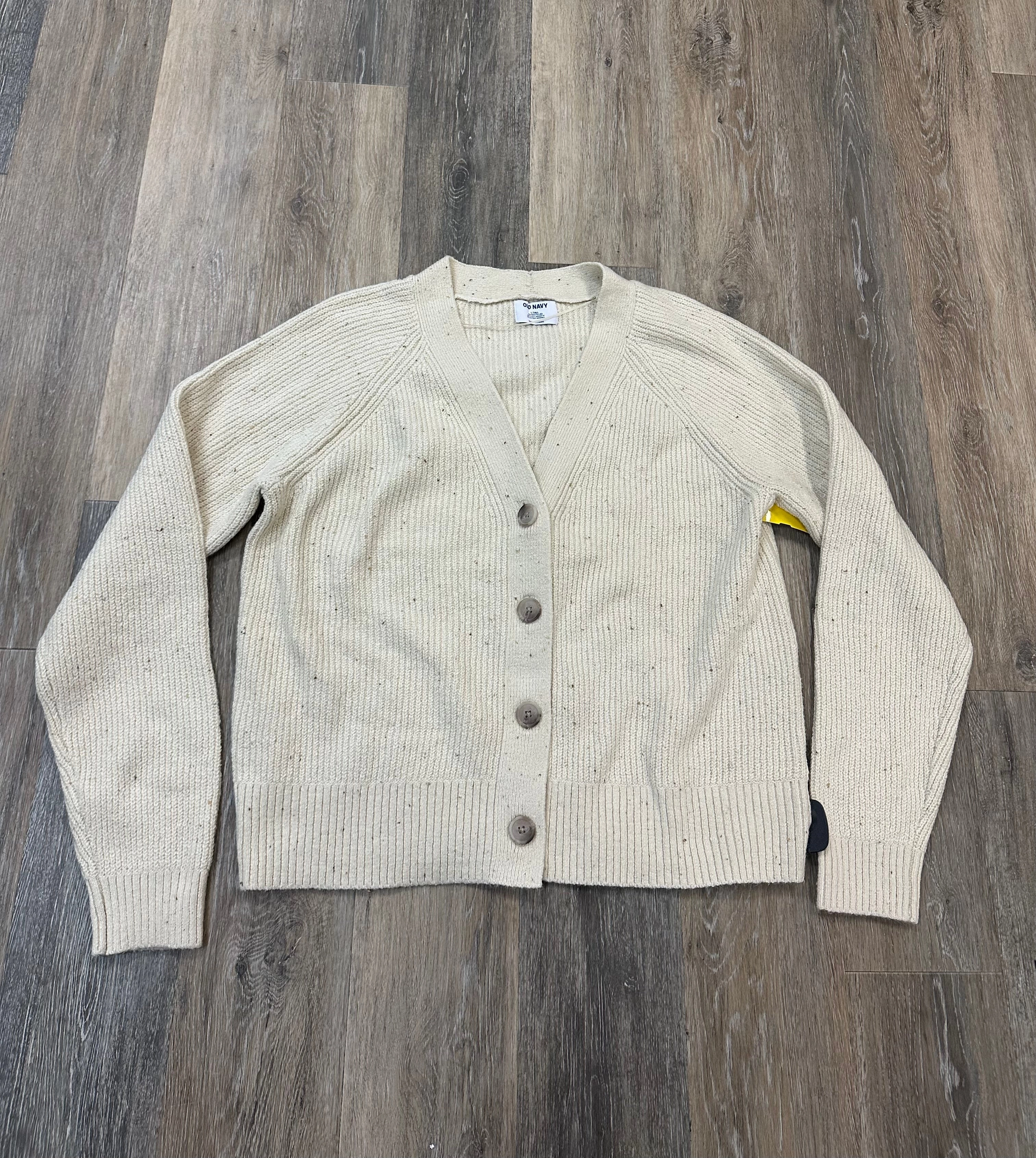 Wear Resistant Edge Sweater Cardigan By Old Navy In Cream, Size: L