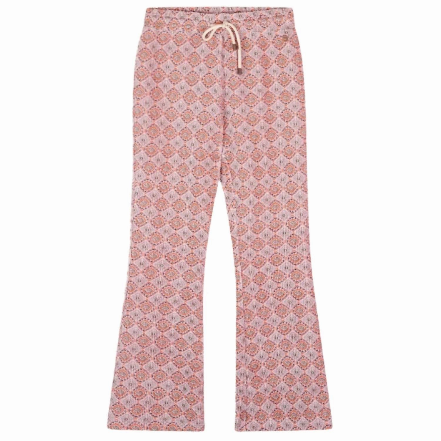 Girl's Aztec Velour Flared Pant In Roze Cozy Layer