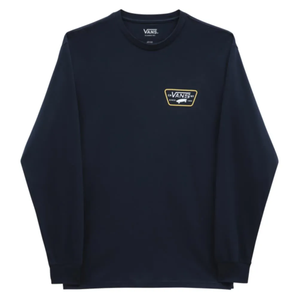UPF Rated Fabric Vans Full Patch Back Long Sleeve T-Shirt - Navy/Samoan Sun