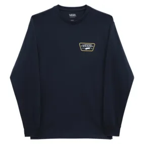 Foam Print Detail Vans Full Patch Back Long Sleeve T-Shirt - Navy/Samoan Sun