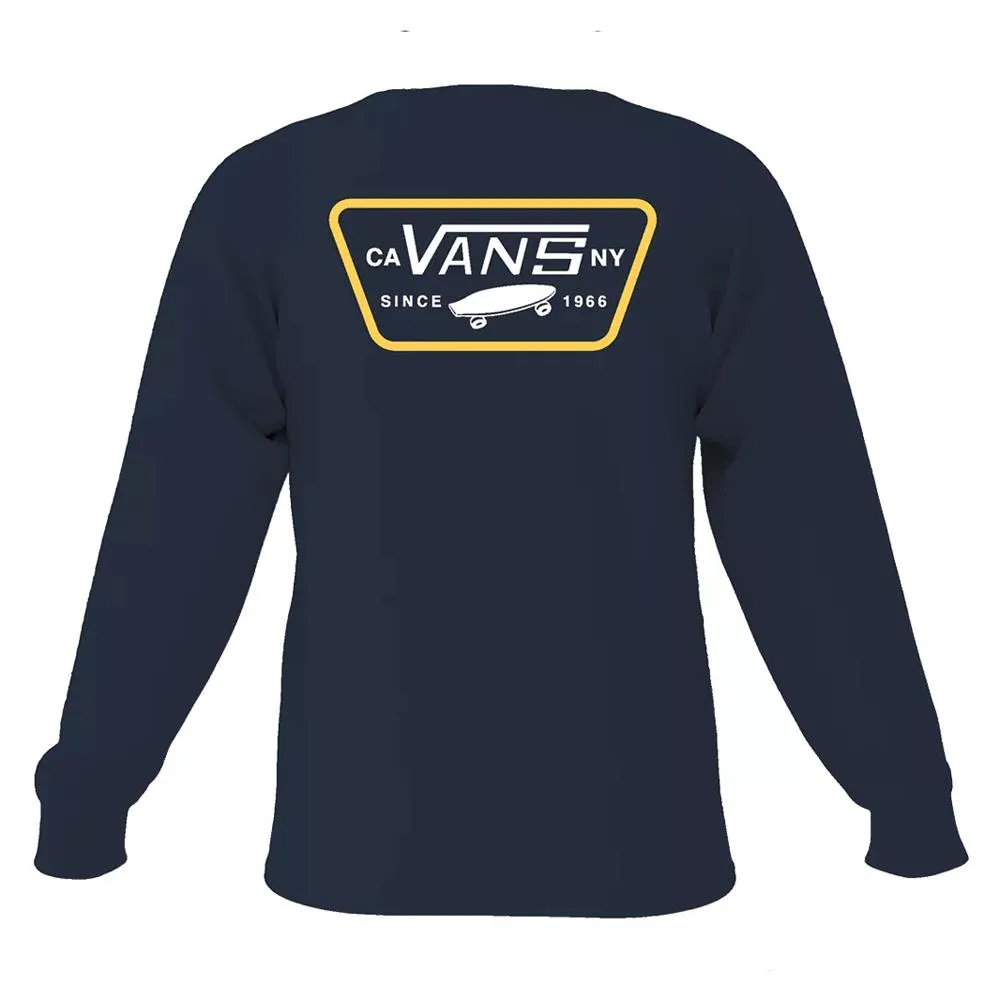 Lightweight Design Vans Full Patch Back Long Sleeve T-Shirt - Navy/Samoan Sun