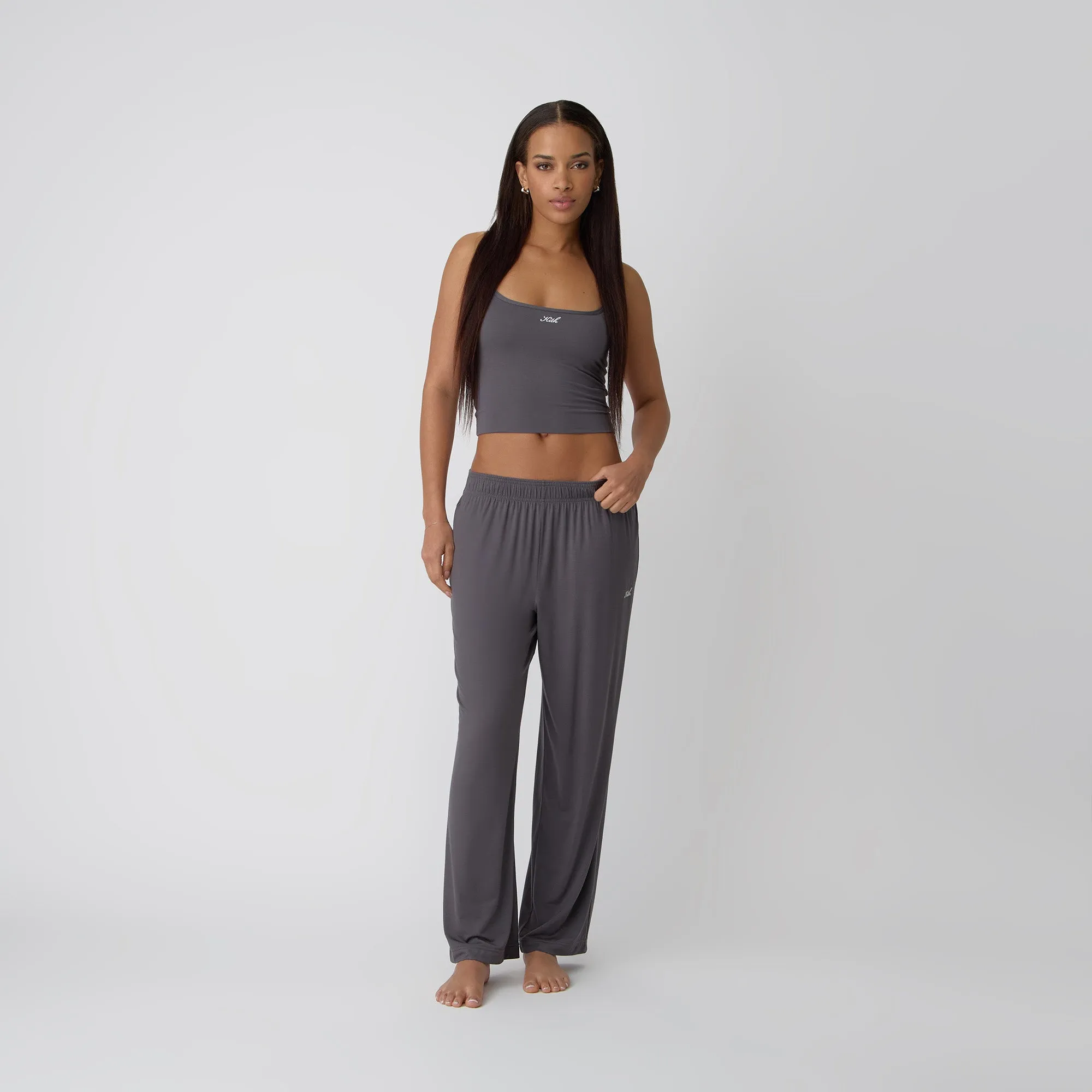 Small Size Quick Release Zipper Kith Women Modal Cami - Hematite
