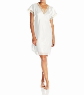 Charming Charmeuse Sleep Gown In Ivory Adjustable Drawcord Hem Breathable Knitwear