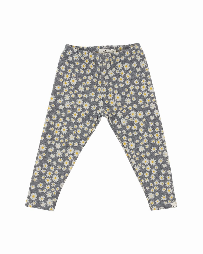 oh baby! Pucker Mini Daisies Legging Wrinkle resistant fabric Elasticized Cuffs