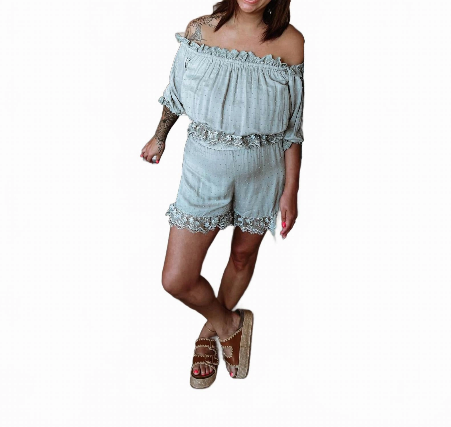 Stretch Knit Material Nova Set In Sage