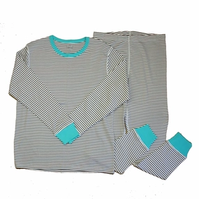 Mightly Unisex Gray | White Turquoise 2-piece Pajamas Reversible design