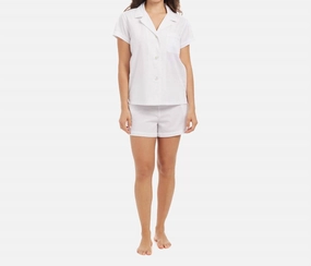 Seersucker Cotton Classic Short Pj Set In White Relaxed Fit Design