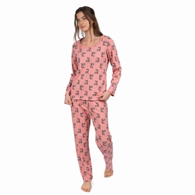 Womens Two Piece Cotton Loose Fit Pajamas Koala Pink MultiPurpose Loungewear