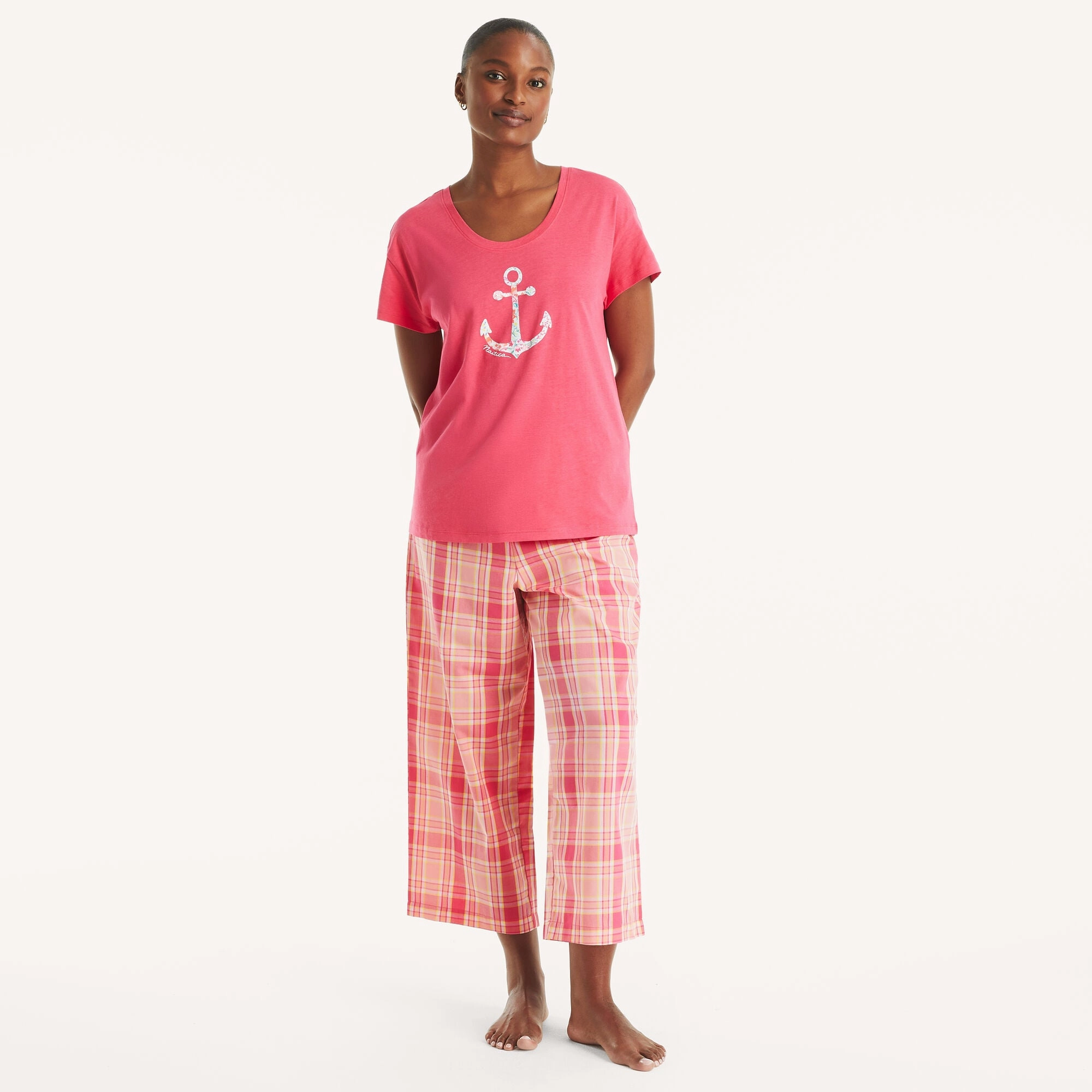 Relaxed Silhouette Reinforced Seam Durability Nautica Womens Plaid Pajama Pant Set
