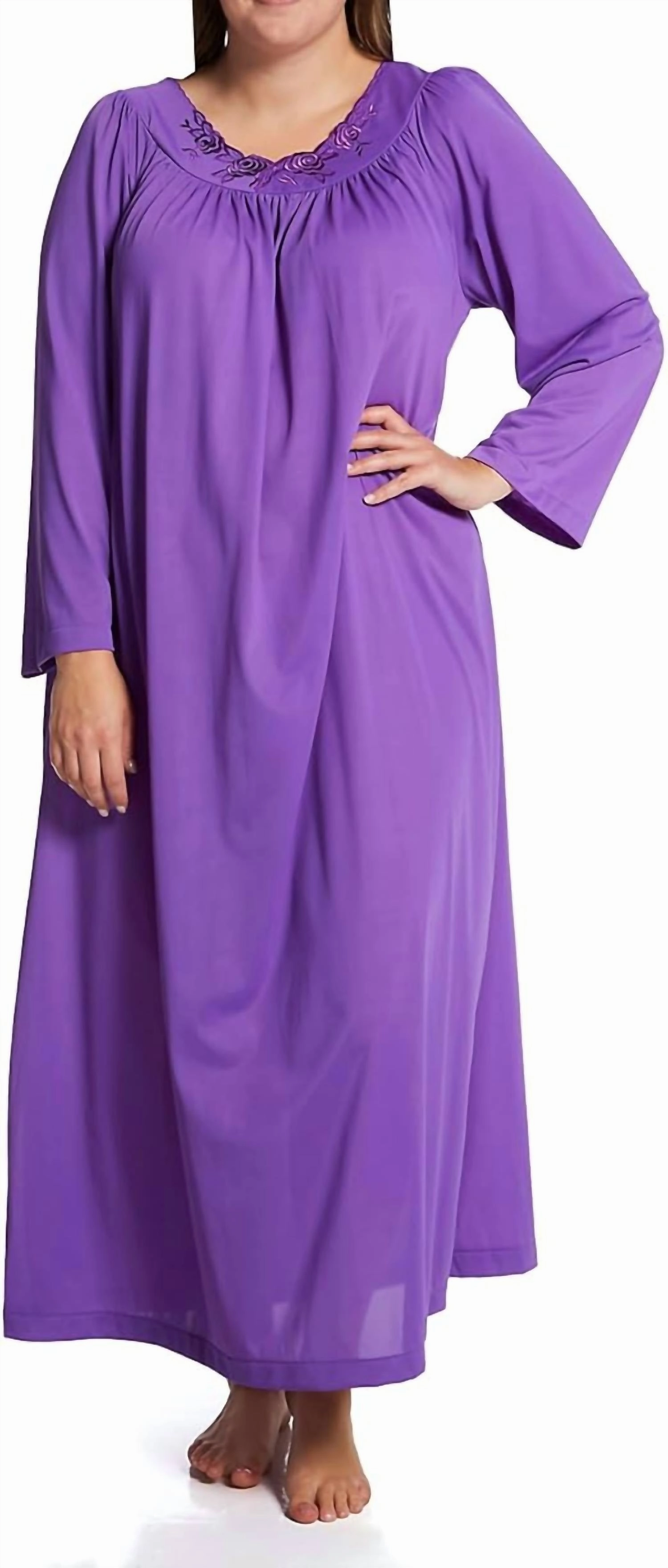 Petals 53 Inch Long Sleeve Gown In Purple Balanced Compression