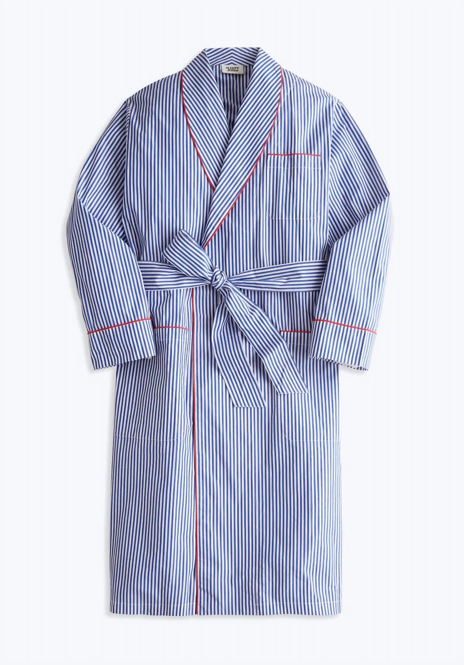 Eco Friendly Dye Wide Ribbed Hem Unisex Glenn Robe In Blue/white Stripe