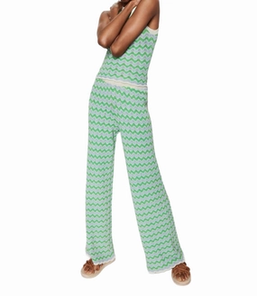 FourWay Stretch No Slip Grip Wavy Pants Set In Green