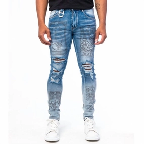 Men's Prophetic Printed Denim In Blue All Use Wear Casual Staple