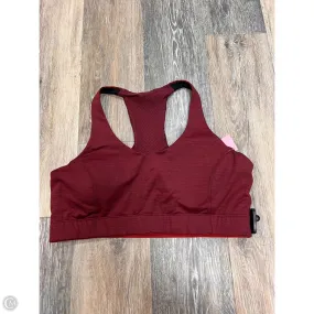 Athletic Bra By Outdoor Voices In Maroon, Size: Xl Tailored Seams Lightweight Fabric