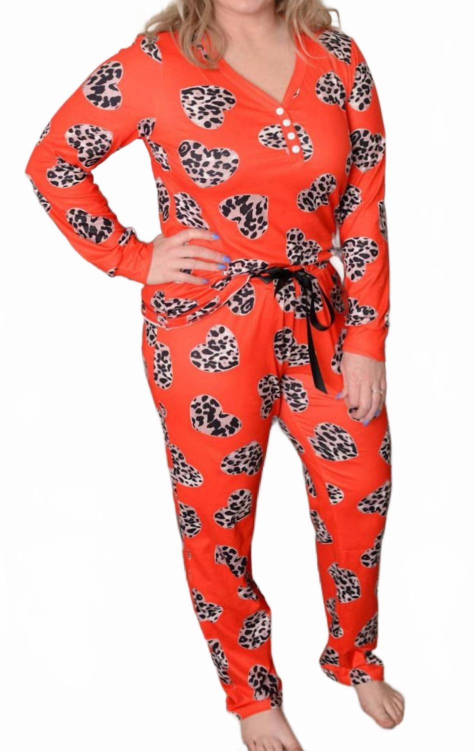 Leopard Heart Loungewear Set In Multi Durable Reinforced Edges