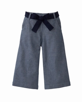 Hope & Henry Wide Leg Crop Bow Pant Flatlock Seams Lightweight