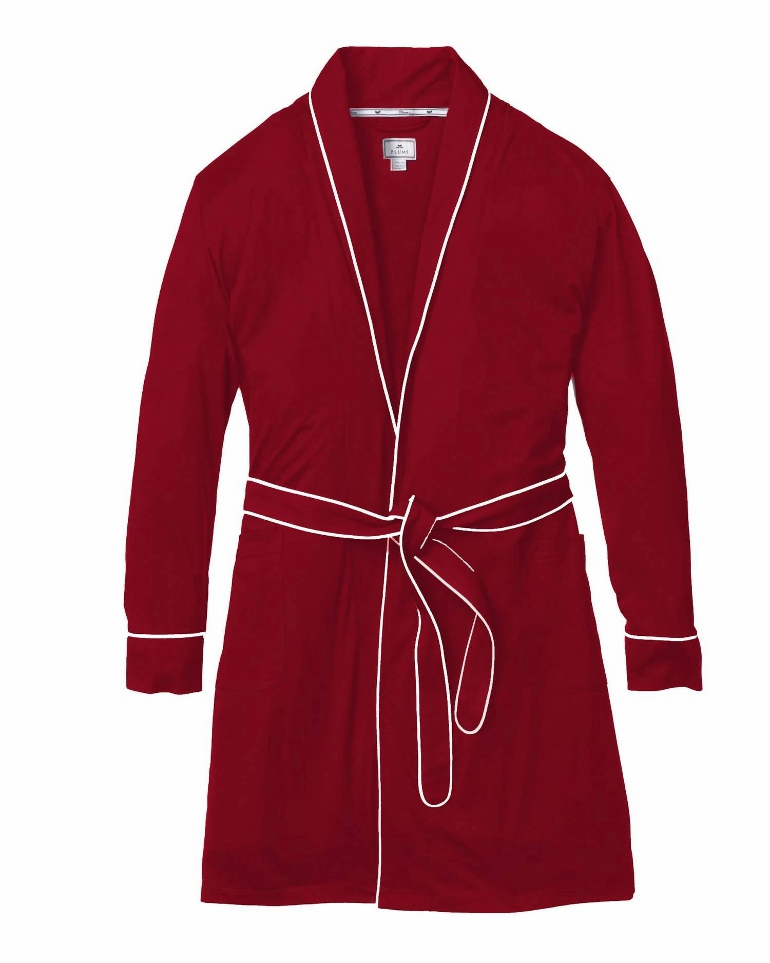 Cozy Fleece Lining Luxe Pima Robe In Bordeaux