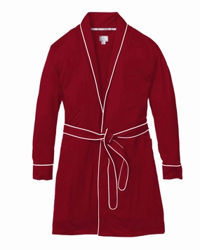 Cozy Fleece Lining Luxe Pima Robe In Bordeaux