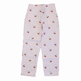 Outdoor Essentials Classic Prep Girls Cherries on Pink Stripe Pants