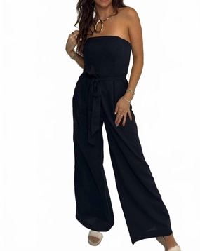 Wide Leg Cut NonIrritating Seams Strapless Wide Leg Jumpsuit In Midnight