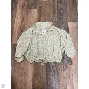 Blouse Long Sleeve By Calista In Floral Print, Size: S OrganicCottonBlend HighNeckline