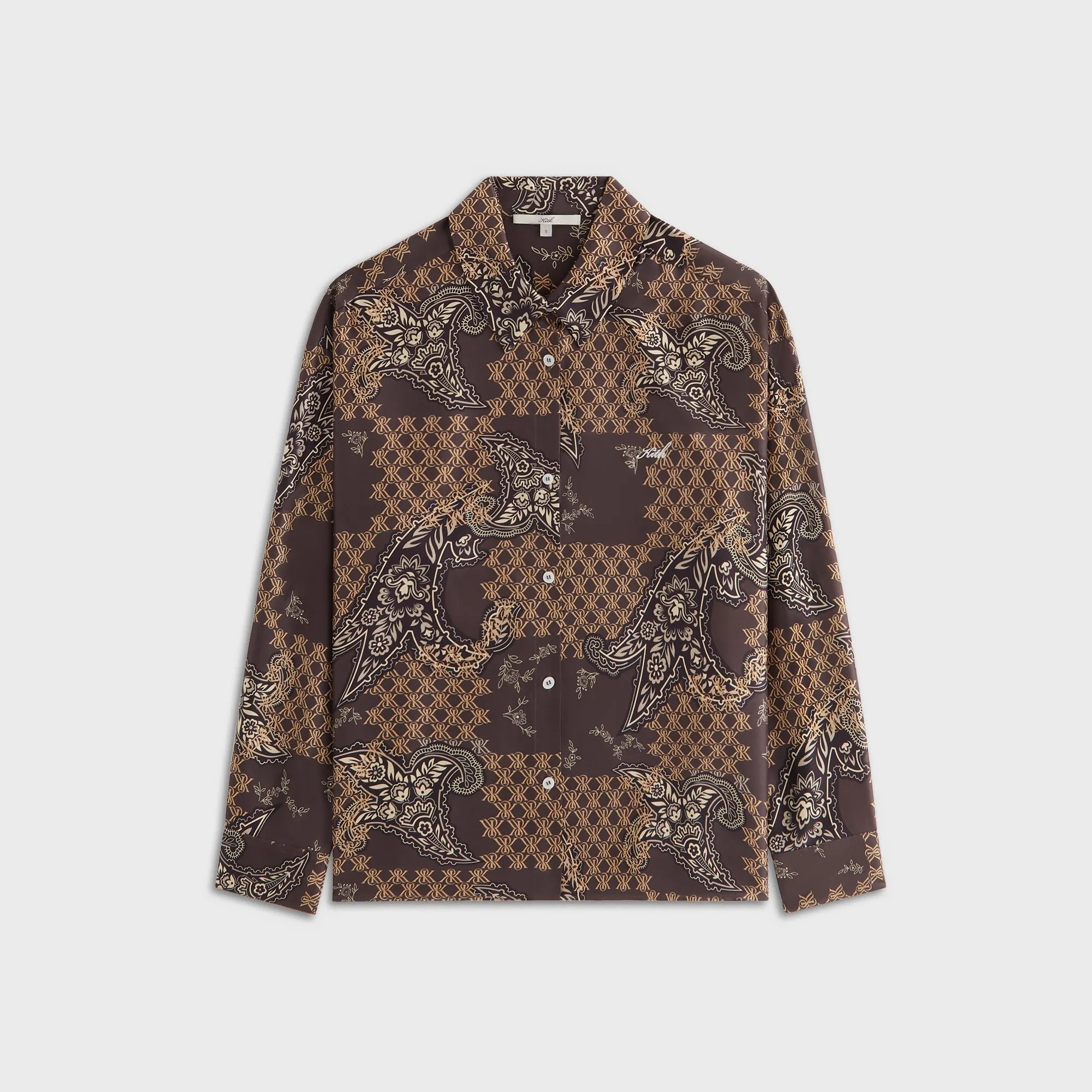 high-low hem Performance Fabric Kith Women Siena Crest Paisley Shirt - Brew
