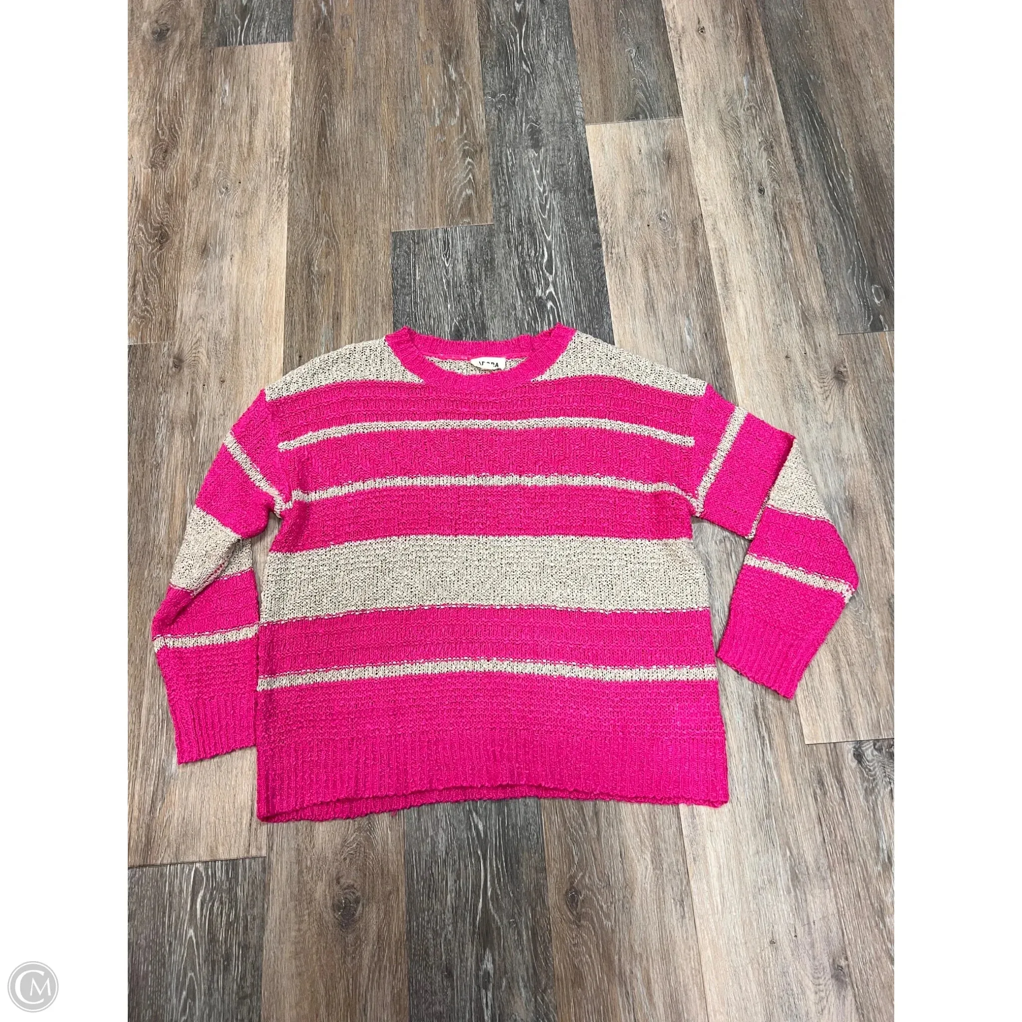 Sweater By Adora In Pink & Tan, Size: M Ribbed collar UVProtection Coating