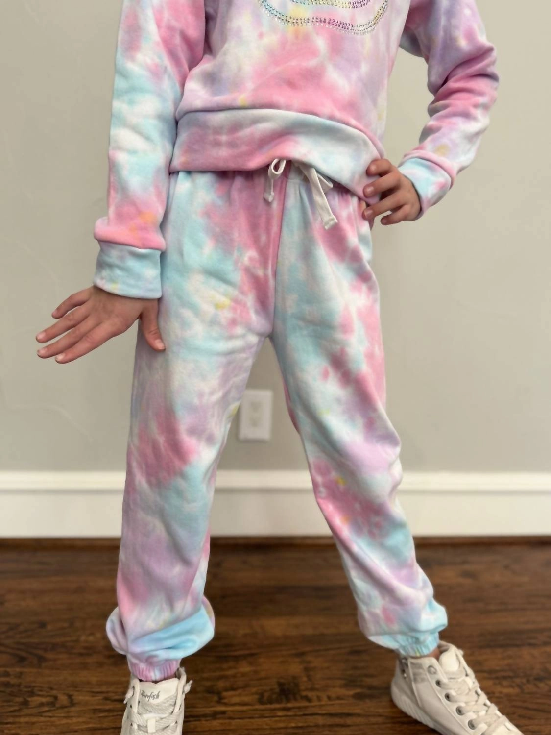 Girl's Tie-Dye Joggers In Pastel Multi Contoured Panel Design Flattering Fit Wear