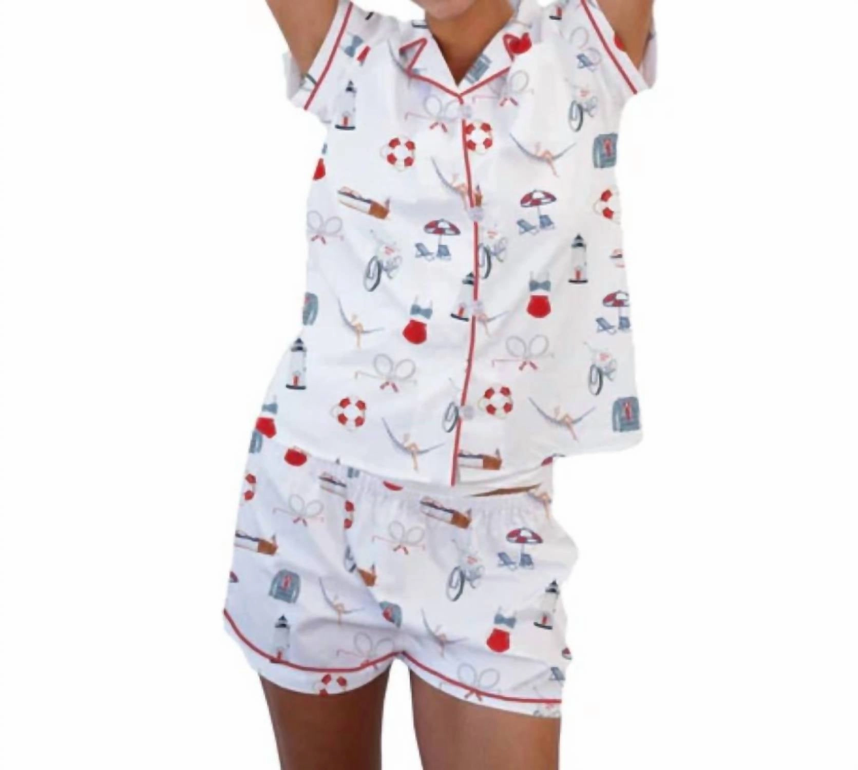 NonRestrictive Design Flexible Stretch Fabric Apres Sea Pajamas In White