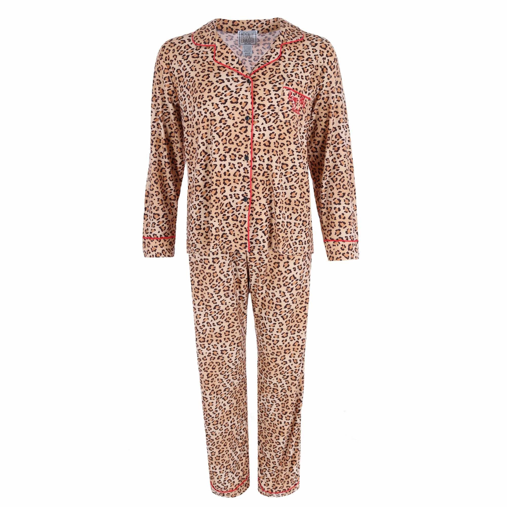 Women's Plus Size Leopard Pajama Set Skin Friendly Fabric UltraSoft Brushed Interior