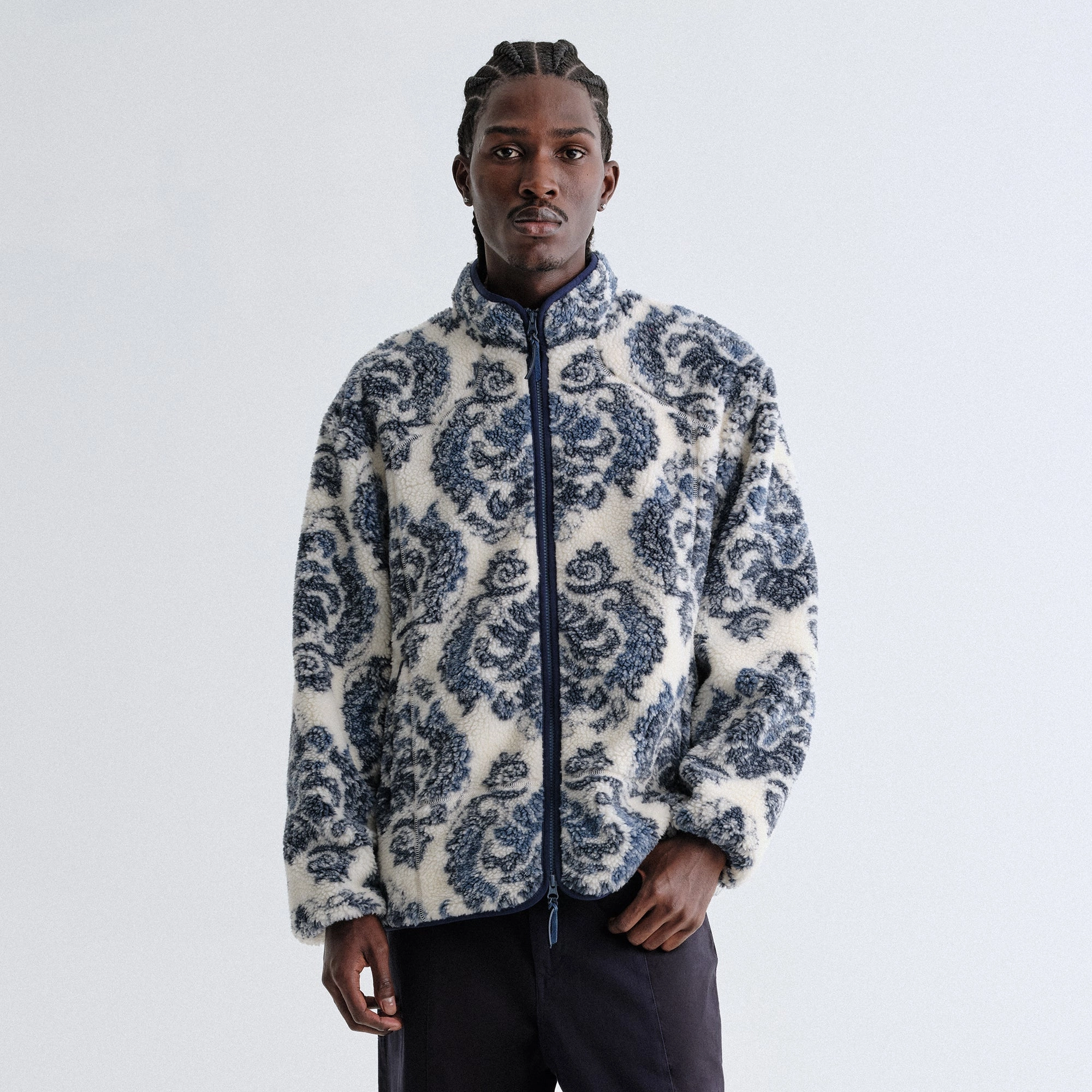 Formal Use Kith Damask Floral Sherpa Harper Jacket - Sandrift