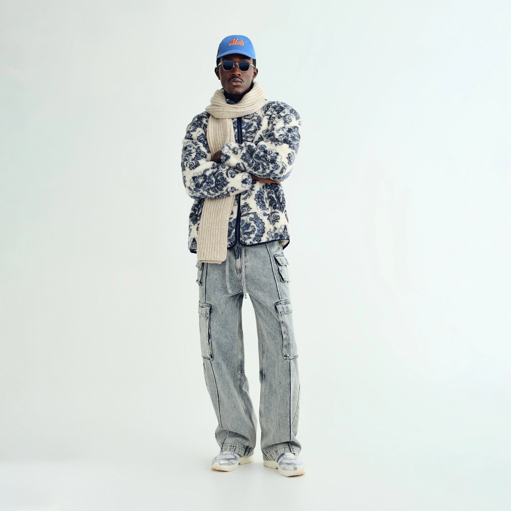 Kith Damask Floral Sherpa Harper Jacket - Sandrift Changeable Style Temperature Balancing Layer