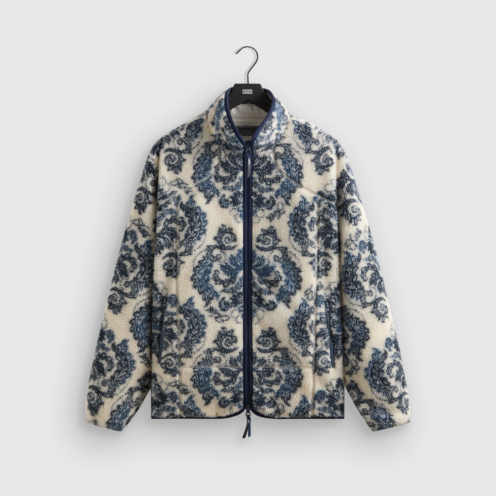 Kith Damask Floral Sherpa Harper Jacket - Sandrift Lightweight Polyester Blend Casual Fit Layer