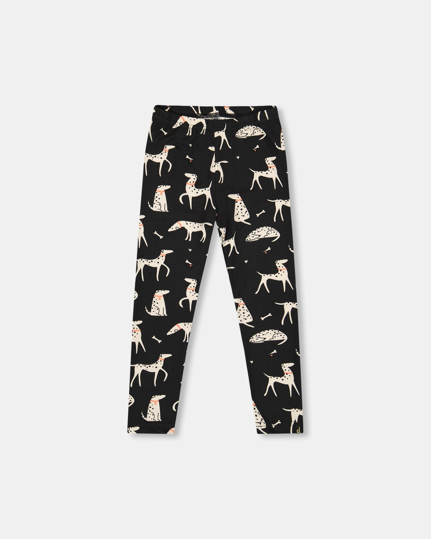 Quick Access Zippers Neutral Look Printed Jersey Leggings Black with Dalmatians