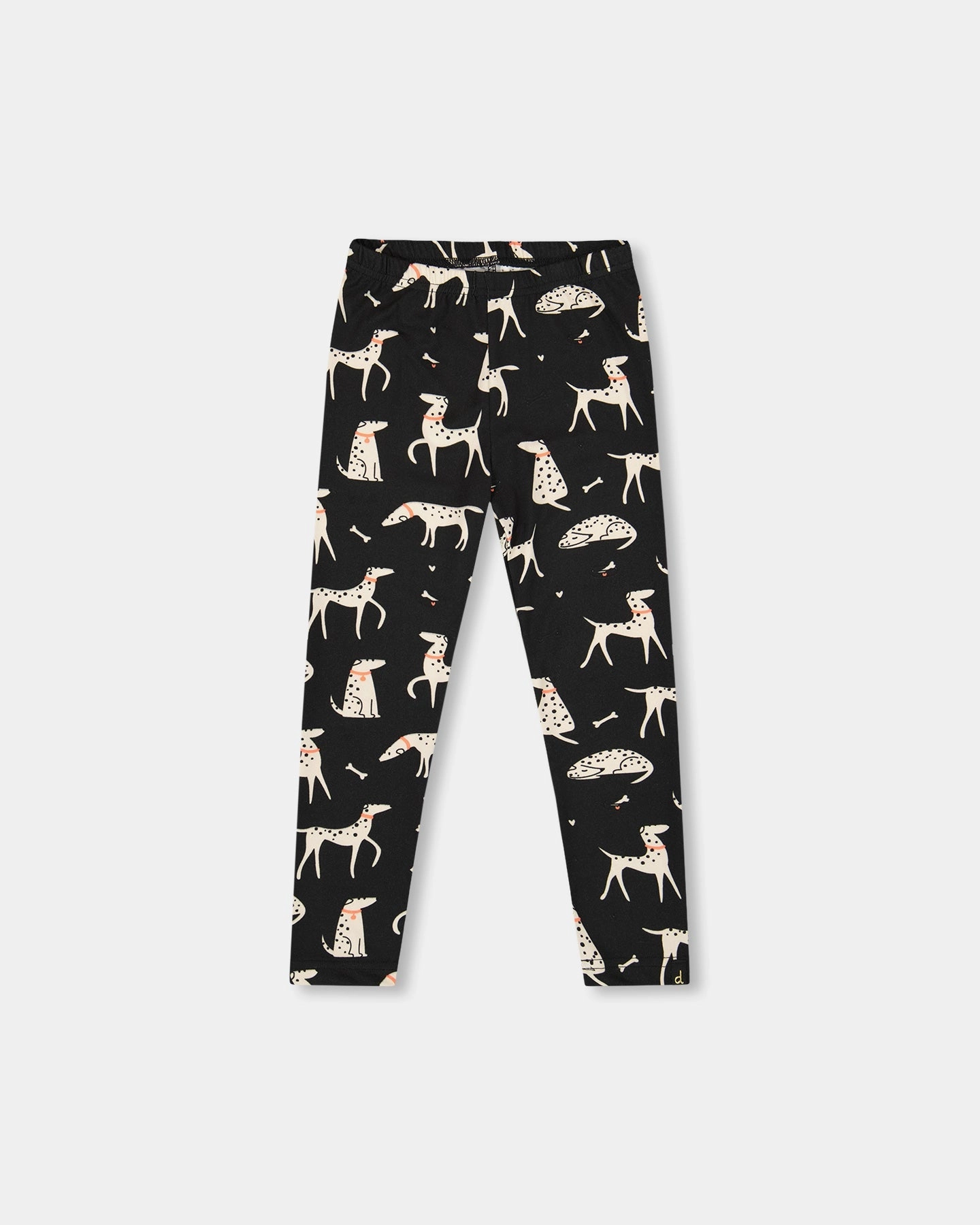 Flexible Leg AbrasionResistantPanels Printed Jersey Leggings Black with Dalmatians