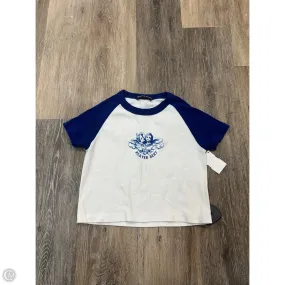Flexible Neckline Top Short Sleeve By Brandy Melville In Blue & White, Size: S