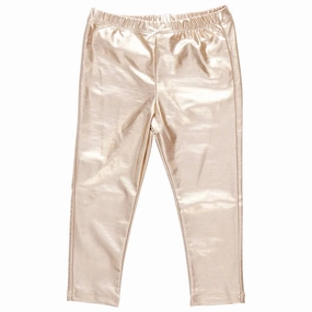 Low-rise style Girl's Lame Leggings In Light Gold