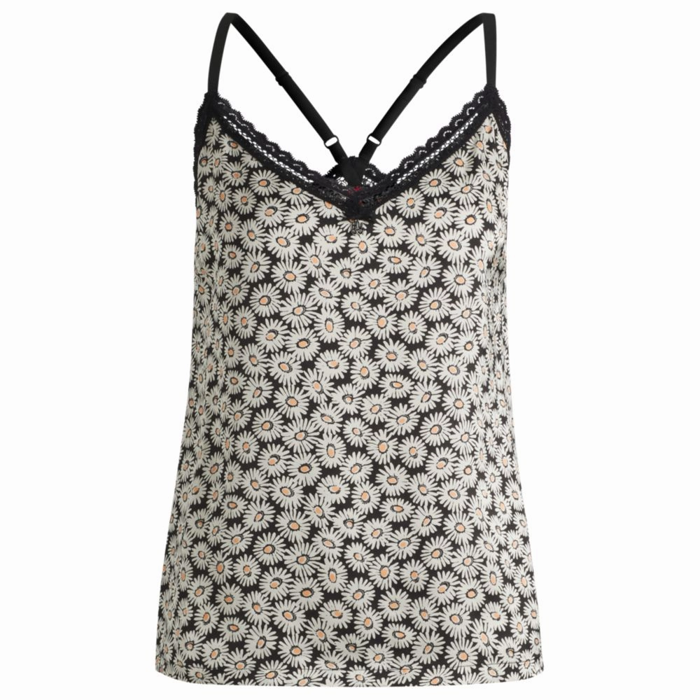 Odor Resistant Tech Lace-trim pajama vest in satin