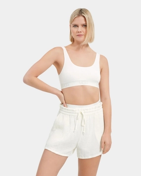 UGG Gwendolynn Sports Bra Women Small White Scoop Neck Performance Active ERK254 Hypoallergenic fabric
