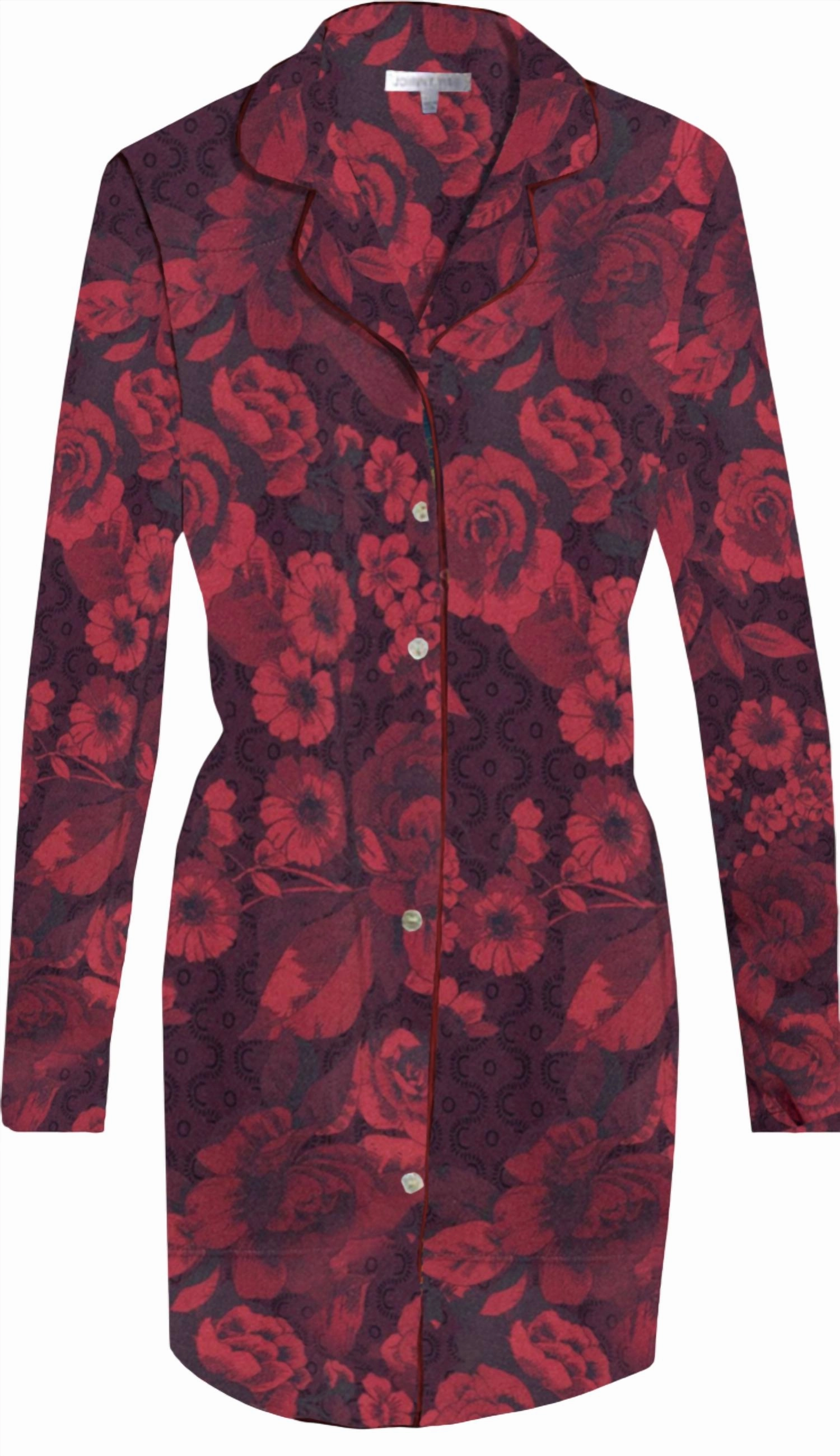 Women's The Neena Night Shirt In Red Relaxed fit style