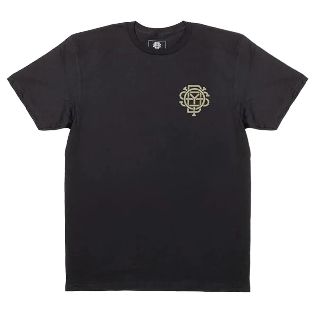 Classic Look Sporty Style Odyssey Import T-Shirt - Black With Olive Ink