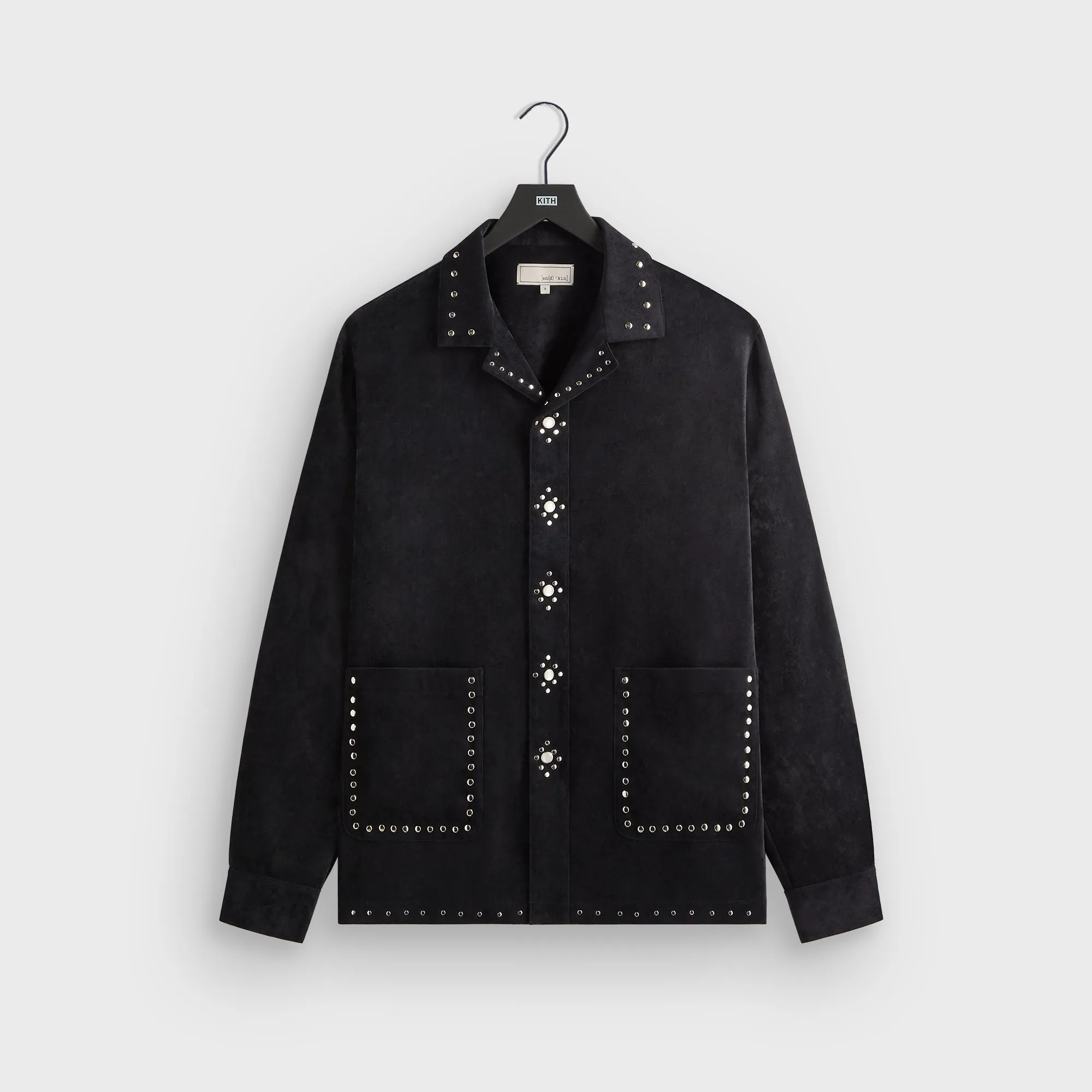 Flexible Placket Structure &Kin Sawyer Long Sleeve Camp Collar Shirt - Black